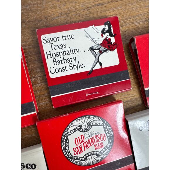Old San Francisco Steak House Texas Restaurant Matchbook Lot Unstruck 1980s TX - Picture 7 of 10